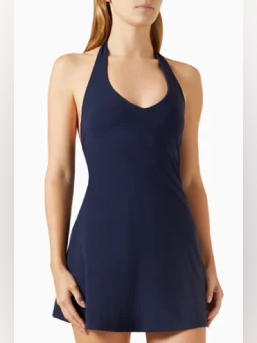 Adanola Navy Halter A-Line Dress